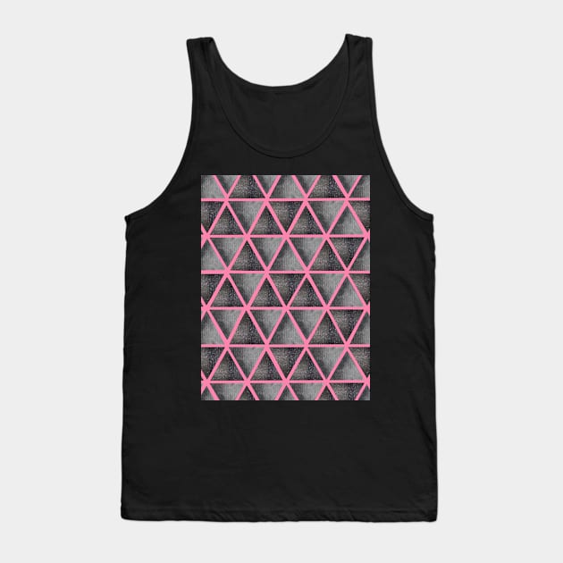 Abstract seamless pattern with ultimate grey and shining grey watercolor triangles on pink background. Best for the print, fabric, poster, wallpaper, cover and packaging, wrapping paper. Tank Top by Olesya Pugach